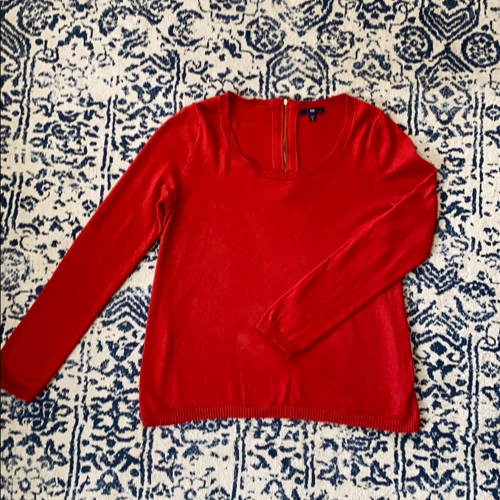 Red-Orange Cashmere Cotton Blend Gap Sweater - M
